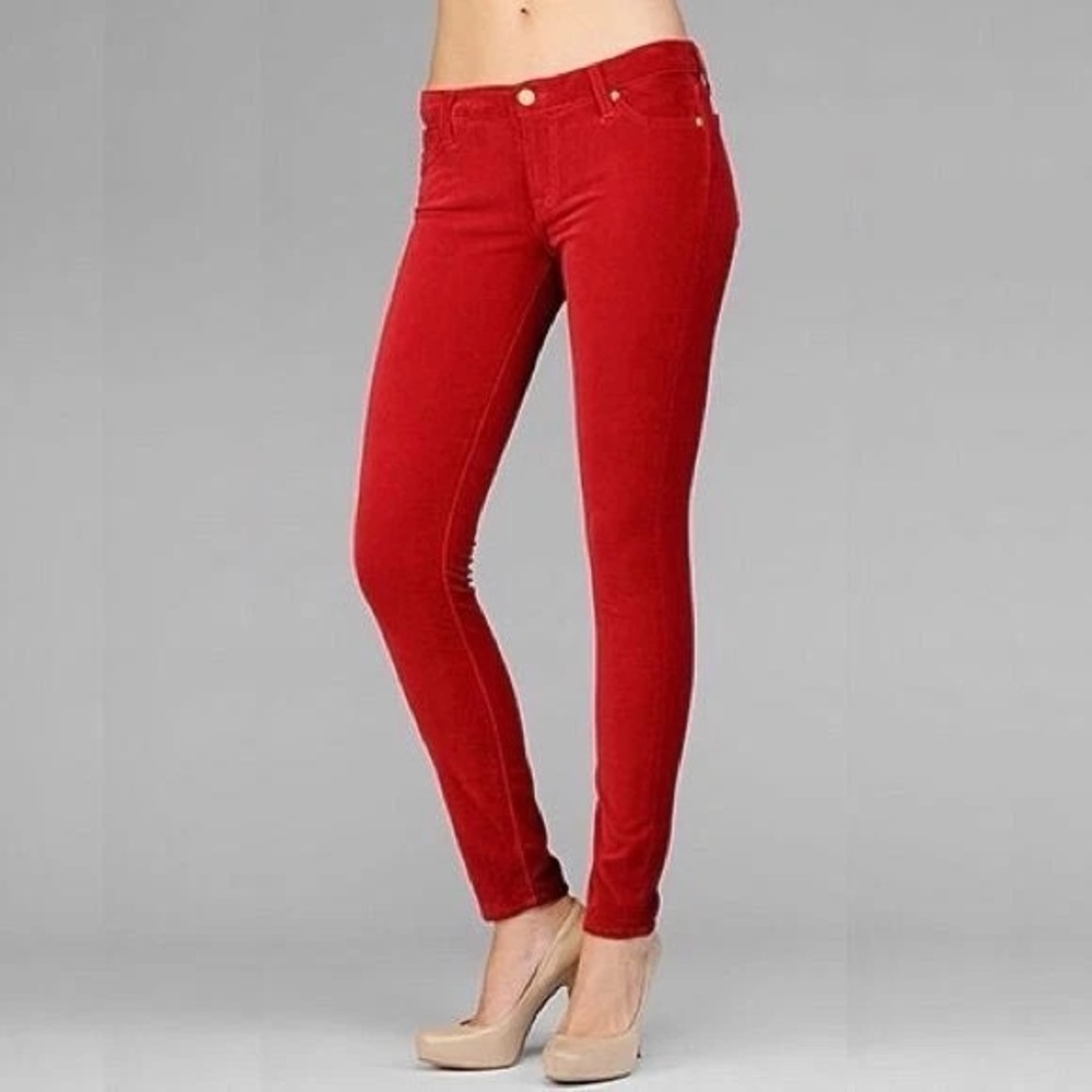 7 For All Mankind  Red Velvet Skinny Jeans